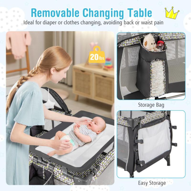 Hivvago Portable Baby Nursery Center 4-in-1 Portable Travel Crib