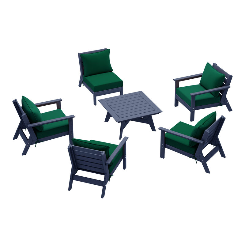 WestinTrends Outdoor 6-Piece Modular Sectional Patio Furniture Sofa Set
