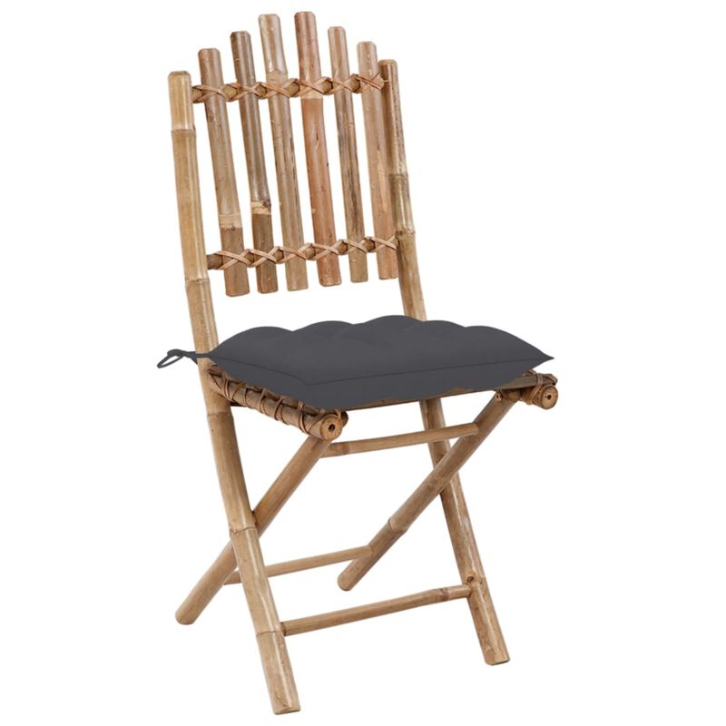 vidaXL 5 Piece Folding Outdoor Dining Set with Cushions Bamboo
