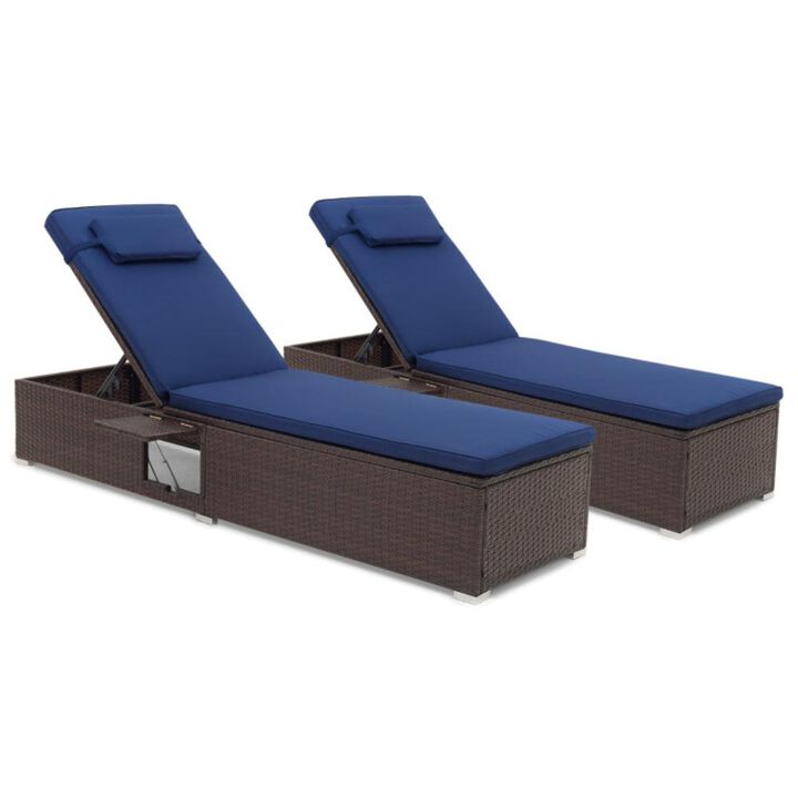 Hivvago Patio Chaise Lounge Set of 2 with Backrest Seat Cushion and Headrest