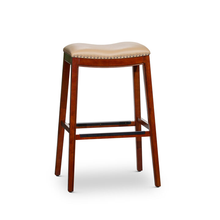 30" Barstool, Bone Leather Seat