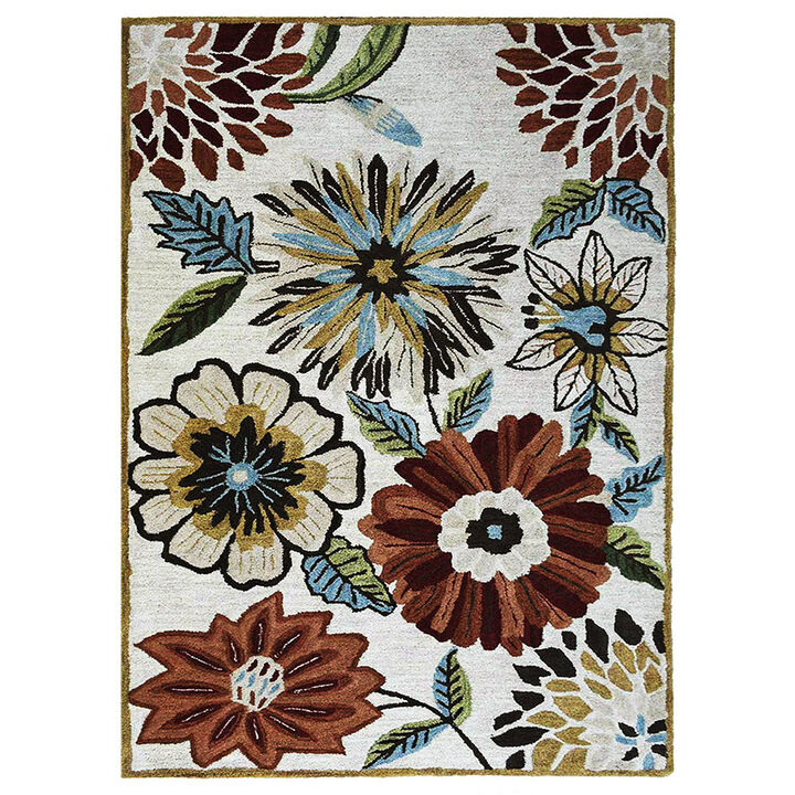 RUGSOTIC CARPETS HAND TUFTED WOOL ECO-FRIENDLY AREA RUGS  - 10'x13', Rectangle Shape, Beige, Floral Modern Design, High Pile Thick Handmade Anti Skid Area Rugs for Living Room, Bed Room (K03066)