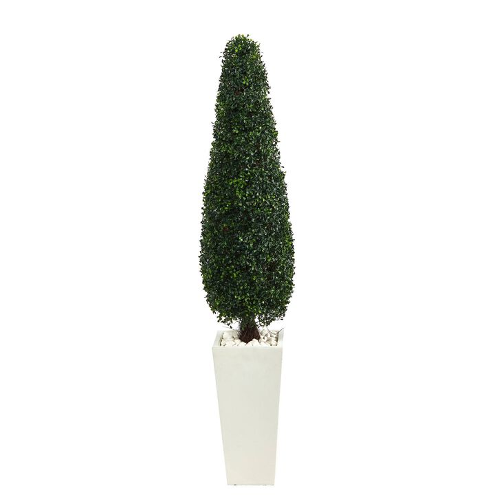 Nearly Natural 63-in Boxwood Topiary Tree in Tall Planter UV (Indoor/Outdoor)