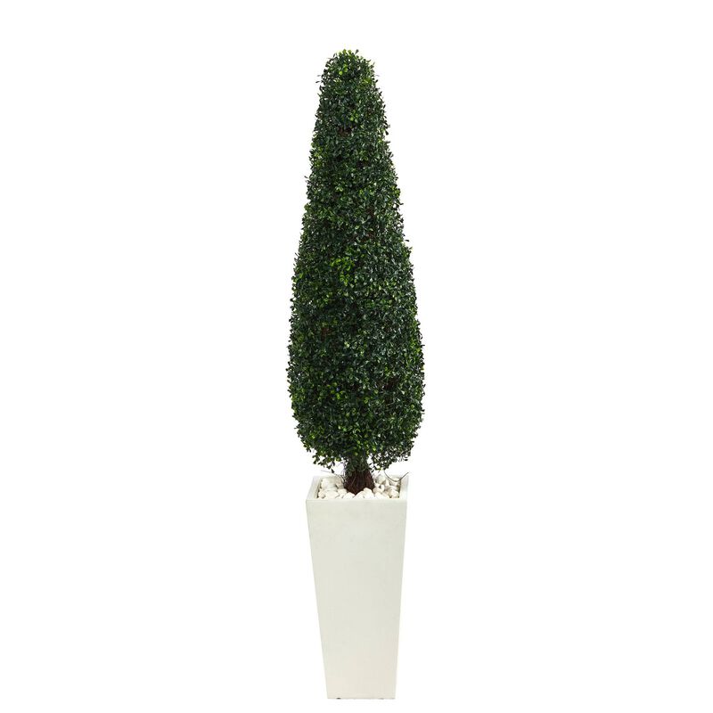 Nearly Natural 63-in Boxwood Topiary Tree in Tall Planter UV (Indoor/Outdoor)