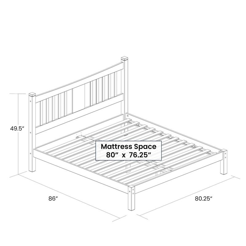 Hivvago King Farmhouse Style Solid Wood Platform Bed Frame with Headboard in Cherry