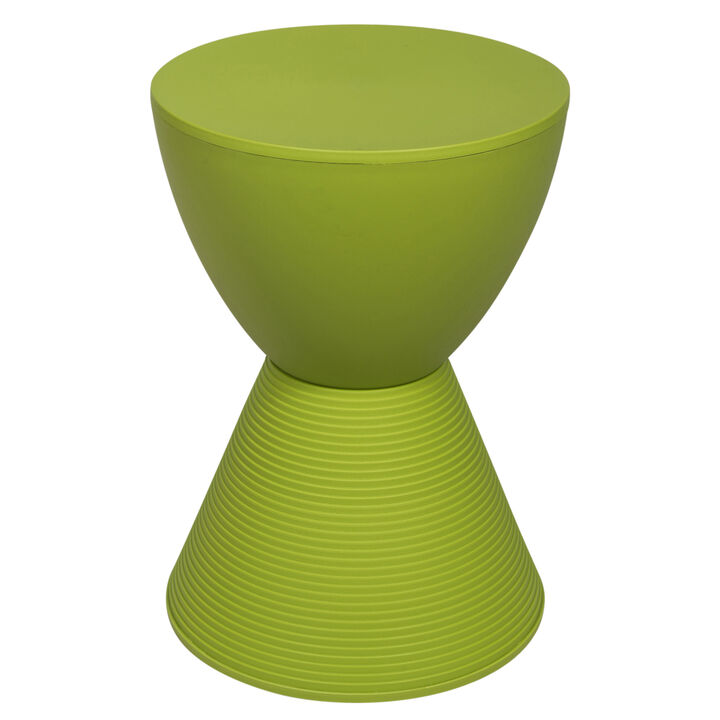 LeisureMod Modern ABS Shell Ribbed Hourglass Accent Drum Side Table with Removable Lid for Storage Indoor and Outdoor Use