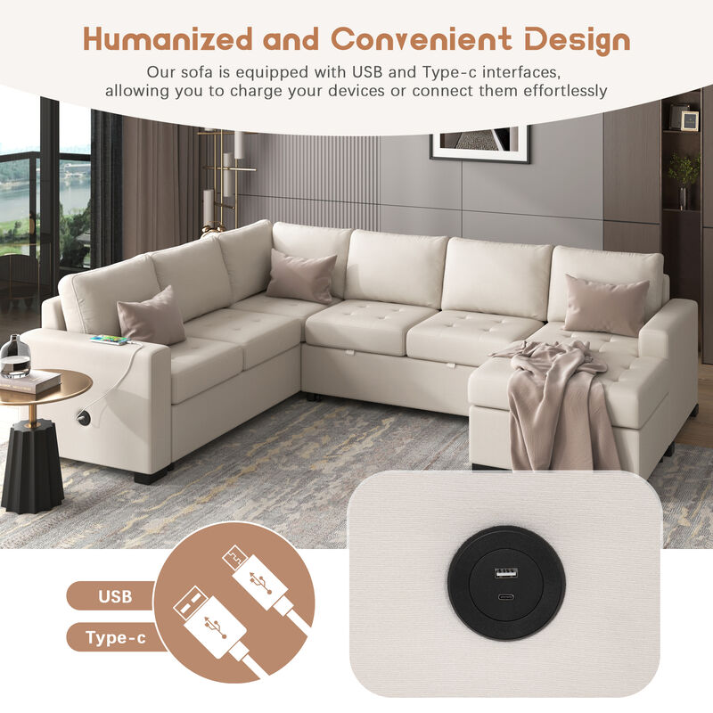 Merax Sectional Sleeper Sofa with Pull-out Bed