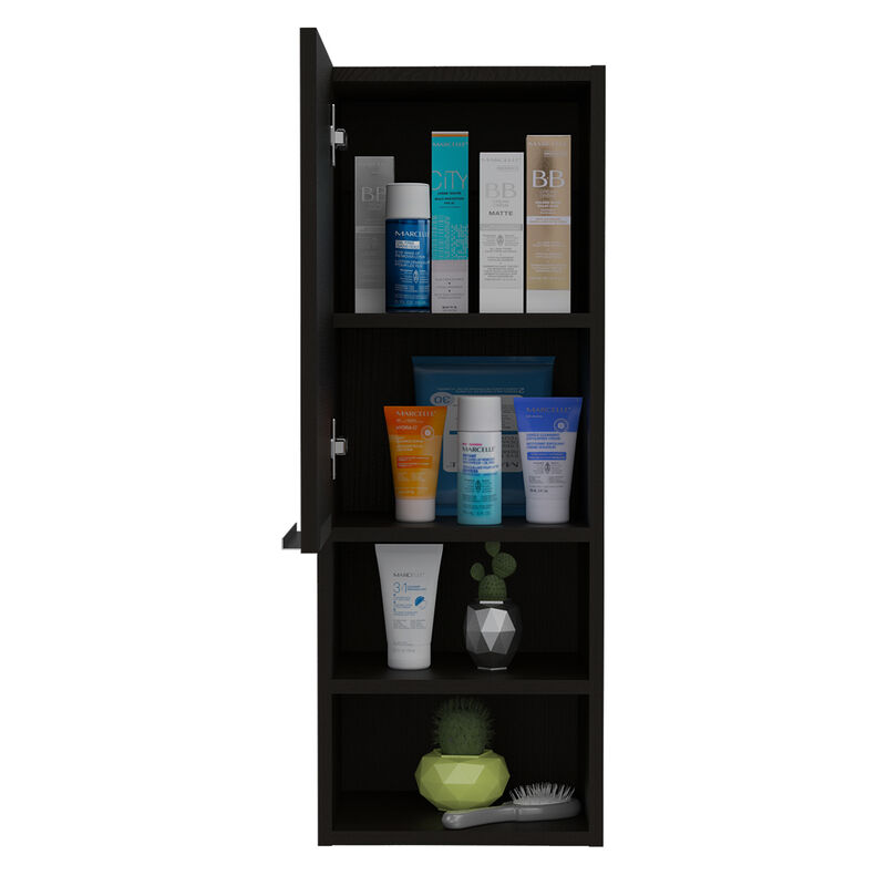 DEPOT E-SHOP Savona Medicine Single Door Cabinet, Two External Shelves, Two Interior Shelves, Black
