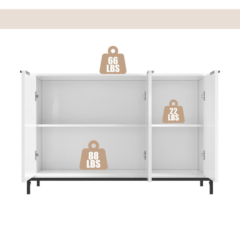 Elegant 3-Door Storage Cabinet with Adjustable Shelves and Geometric Design