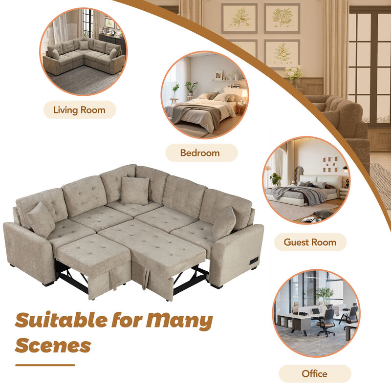Merax Pull-out Sleeper Sofa with Wheels