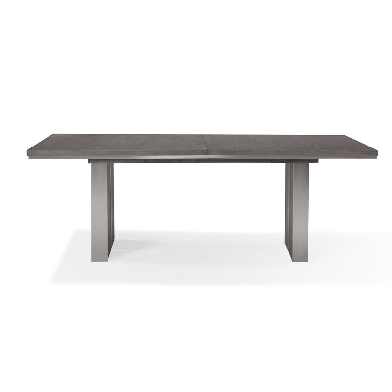 Axel 82 - 100 Inch Extendable Soild Mahogany Wood Dining Table, Gray - Benzara