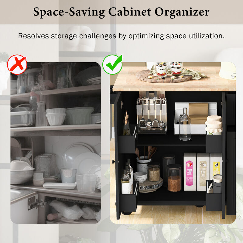 Streamdale Rolling Kitchen Cart with Drop Leaf & Storage