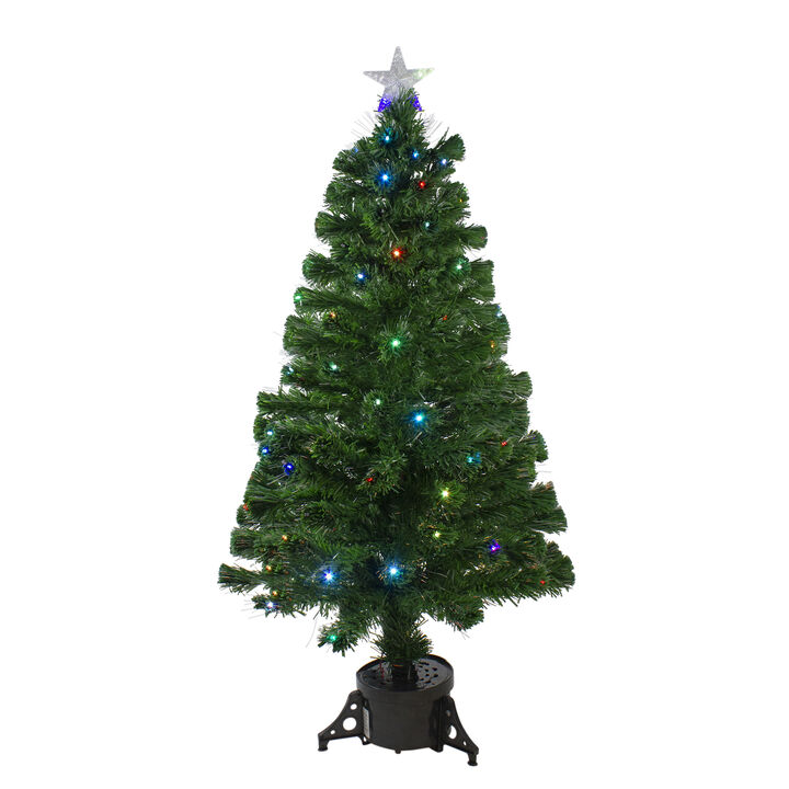 4' Pre-Lit Potted Fiber Optic Artificial Christmas Tree  Multicolor LED Lights