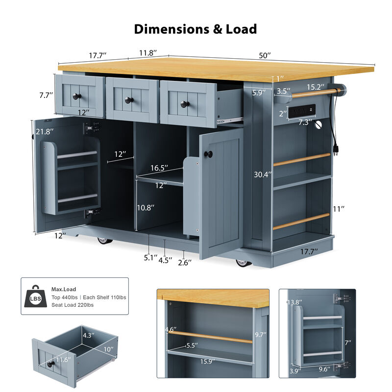 Merax Kitchen Island with Drop Leaf