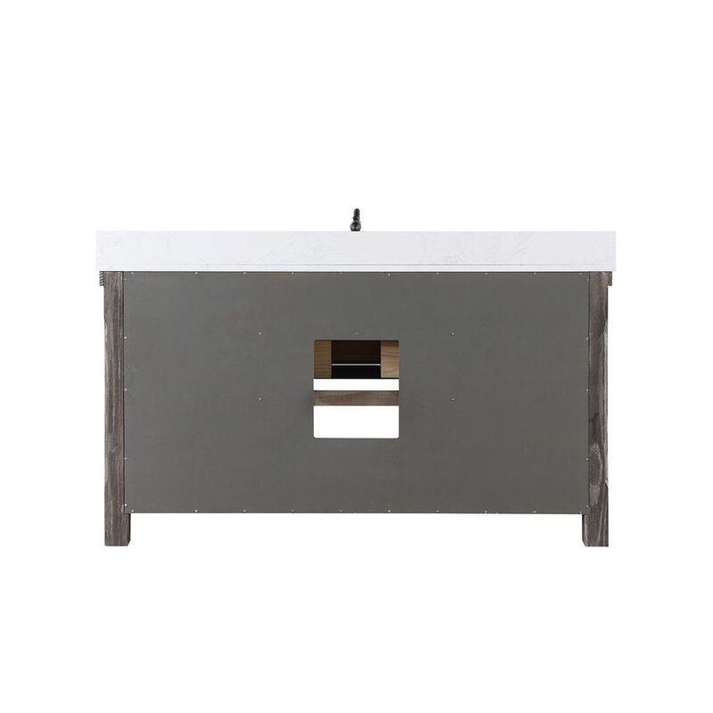 Vinnova Design Single Bath Vanity with Composite Stone Top, White Farmhouse Basin