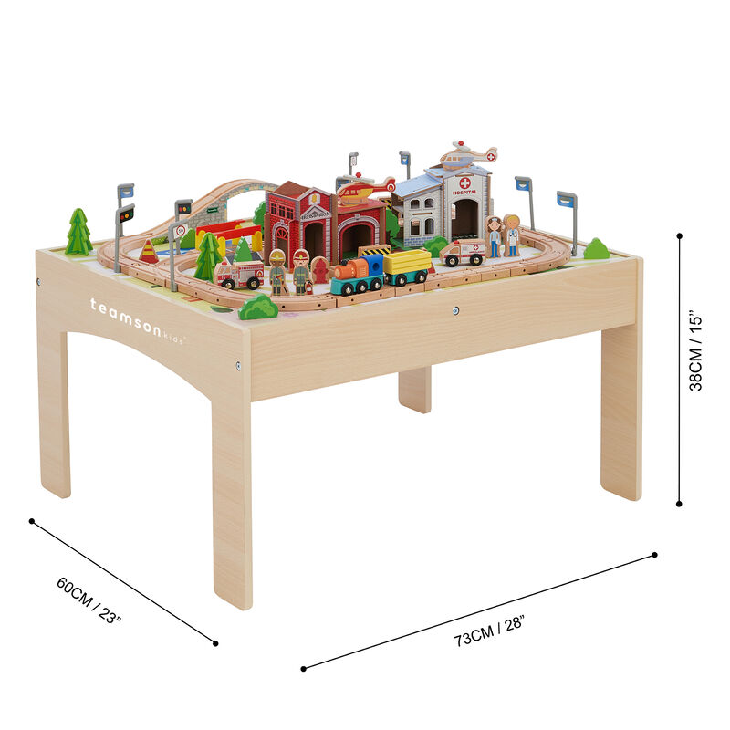 Teamson Kids - Preschool Play Lab Toys Country 85 pcs Train and Table set - Wood