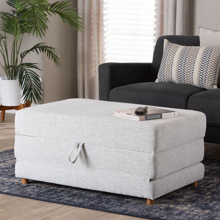 Baxton Studio Sabriel Modern Light Grey Fabric Convertible Sleeper Ottoman