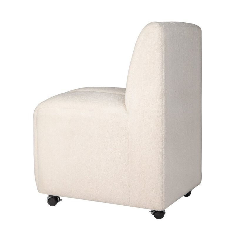 Jofran Tess Contemporary Modern Ivory Boucle Upholstered Dining Chair