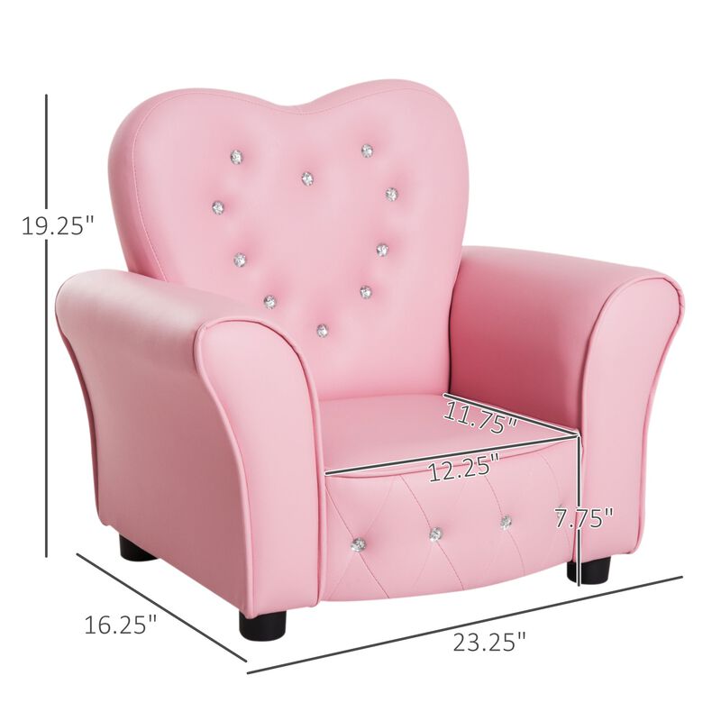 Pink Royal Relaxer: Tufted Princess Toddler Sofa with Diamond Decor