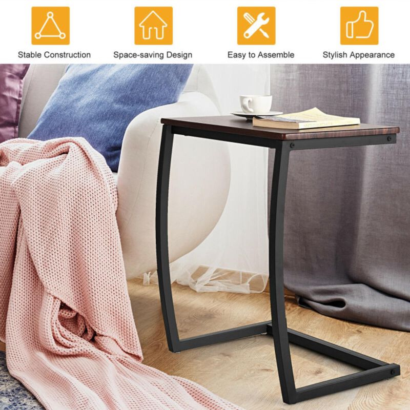 Hivvago Steel Frame C-shaped Sofa Side End Tabl
