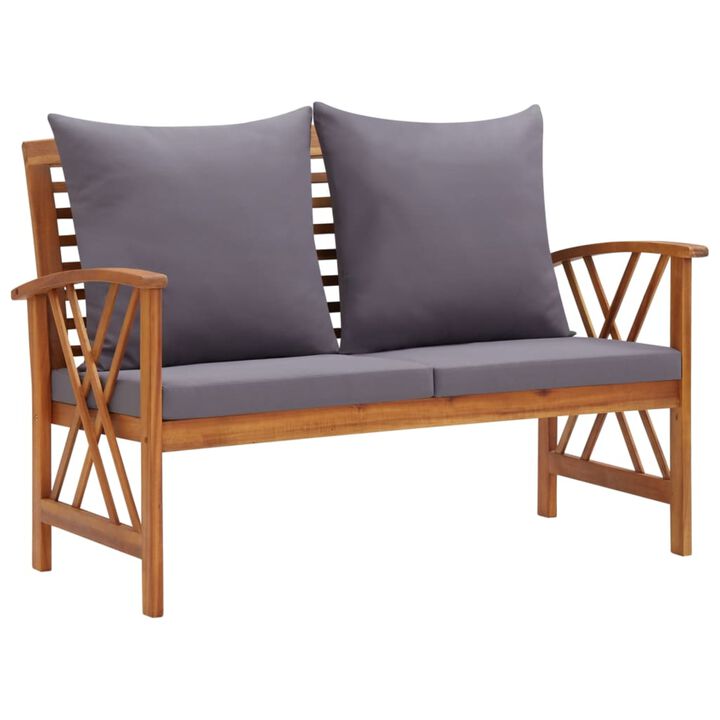 vidaXL Garden Bench with Cushions 46.9" Solid Acacia Wood