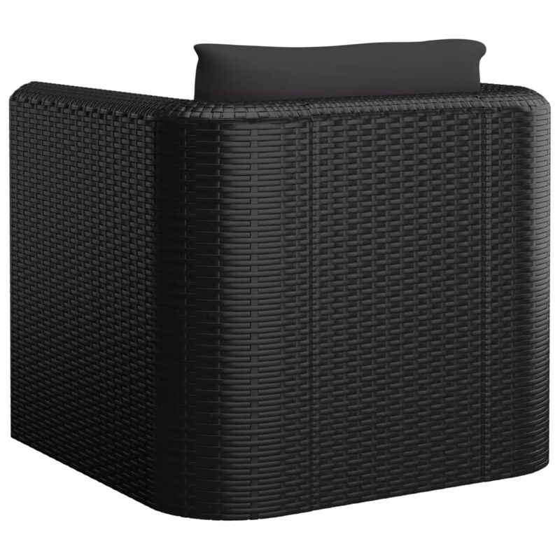 vidaXL Single Sofa with Cushions Poly Rattan Black