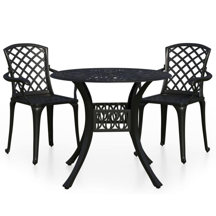 vidaXL 3 Piece Bistro Set Cast Aluminum Black