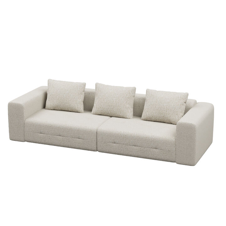 FUFU&GAGA Modern Beige Compressed Sofa with Soft Cushions & Sturdy Frame  (107.9" W x 38.2" D x 22" H), Beige