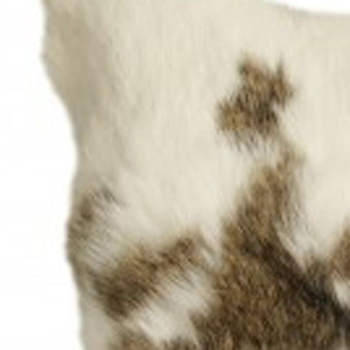 Hivvago Set Of Two 18" X 18" Brown And White Rabbit Natural Fur Animal Print Throw Pillows