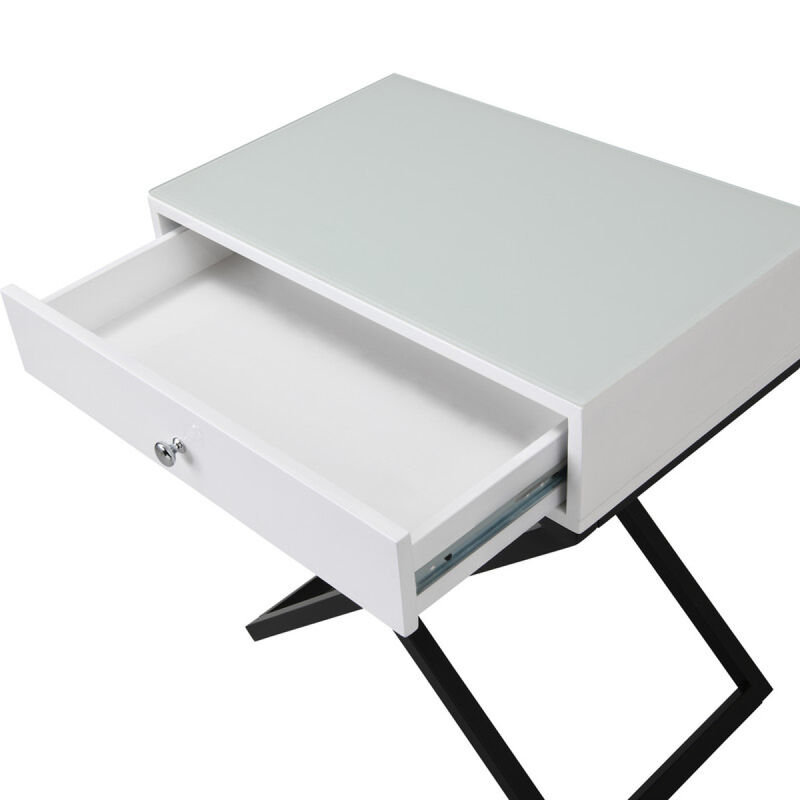 Streamdale Koda End Table with Glass Top and Drawer
