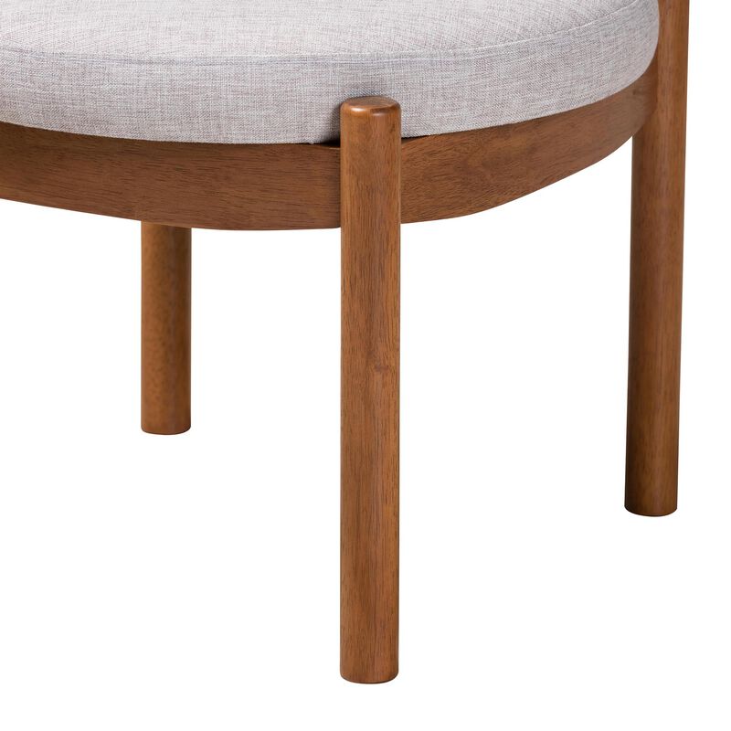Baxton Studio Iliana Greyish Beige Fabric and Walnut Brown Finished Wood Ottoman Footstool