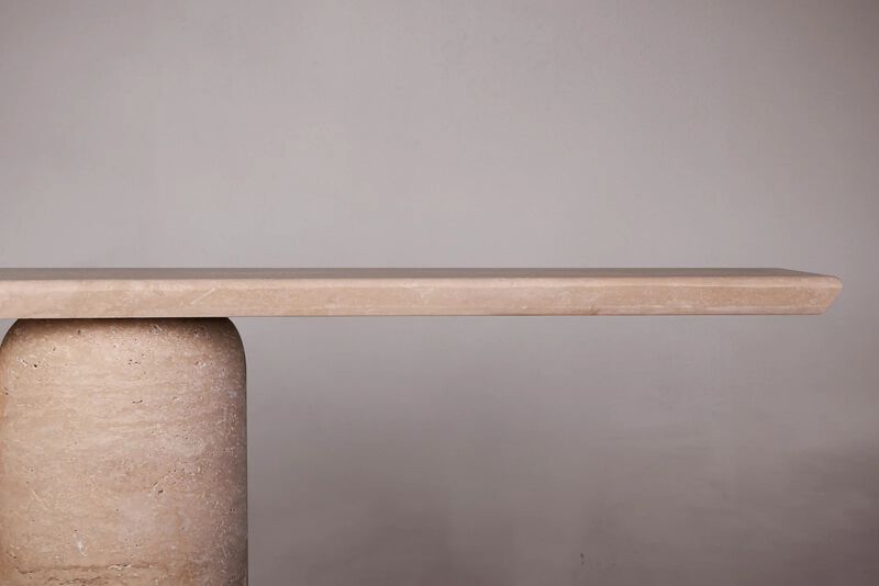 Bullet Leg Travertine Console Table 72"