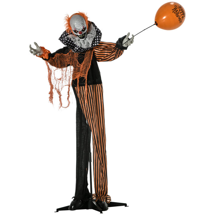 65" Outdoor Halloween Decorations Circus Clown Lighted Life Size Animated Prop