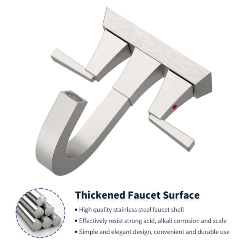 Brushed Nickel Bathroom Sink Faucet, 2-Handle Centerset for Modern Vanity & Durable Design