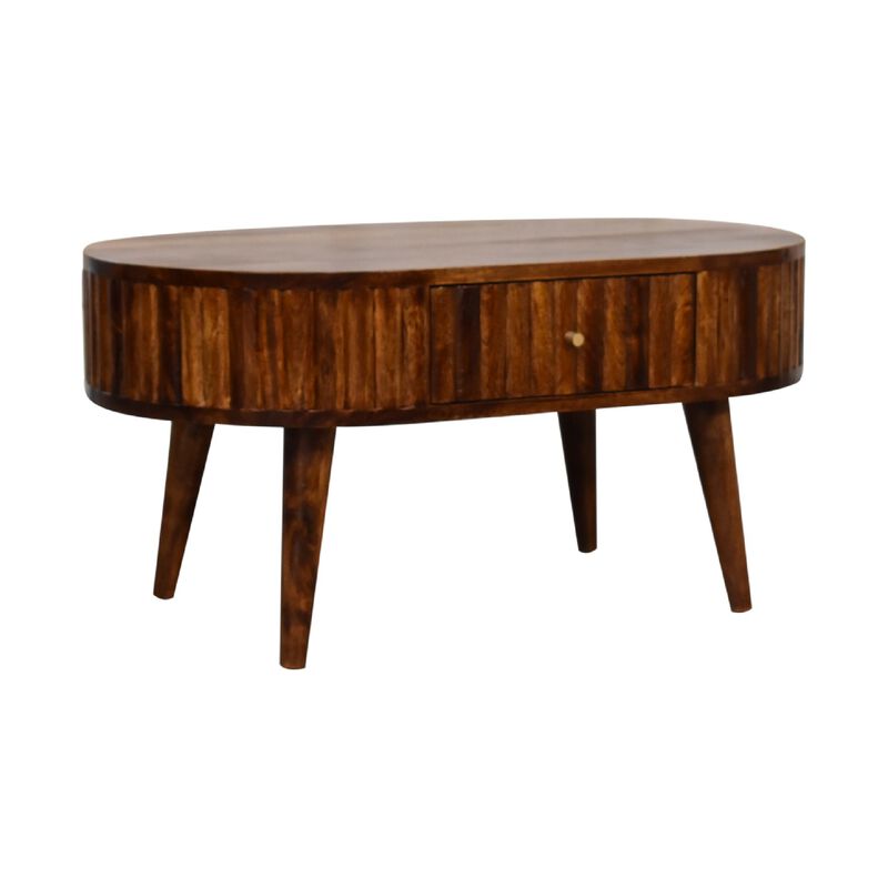 Stripe Chestnut Solid Wood 2 Drawer  Coffee Table