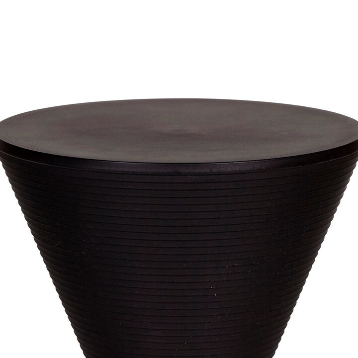 Hillary 17 Inch Side Table, Indoor Outdoor, Hourglass Shape, Black Finish - Benzara