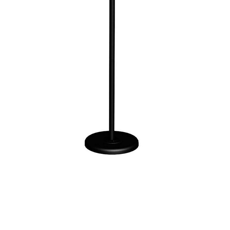 70 Inch Metal 3 Way Torchiere Floor Lamp, Frosted Glass, Black and White-Benzara