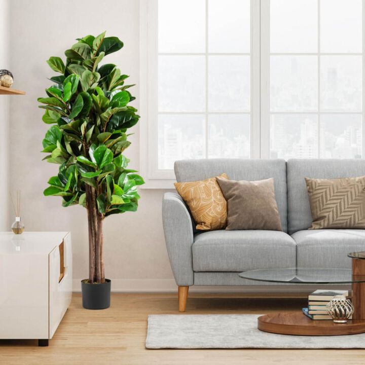 Hivvago 5 Feet Artificial Fiddle Leaf Fig Tree Decorative Planter