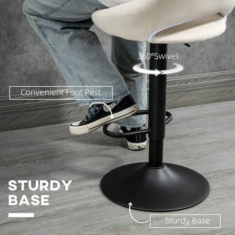Cream White Bar Set: 4 Modern Swivel Barstools with Adjustable Height