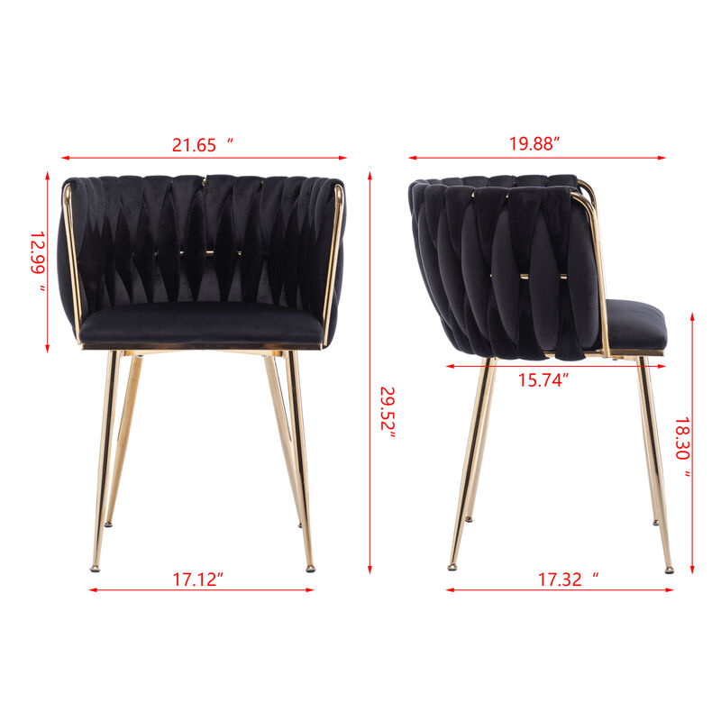 Dining Chair, Thickened Fabric Chairs With Wood Legs, Set Of 2