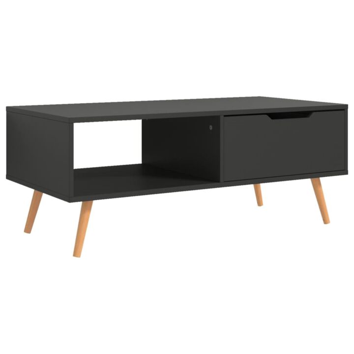 vidaXL Gray Coffee Table - 39.4"x19.5"x16.9" - Engineered Wood, MDF- Scandinavian Style, Rectangular, Functional Living Room Furniture, Assembly Required