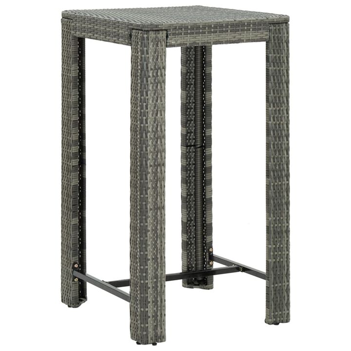 vidaXL Garden Bar Table Gray 23.8"x23.8"x43.5" Poly Rattan