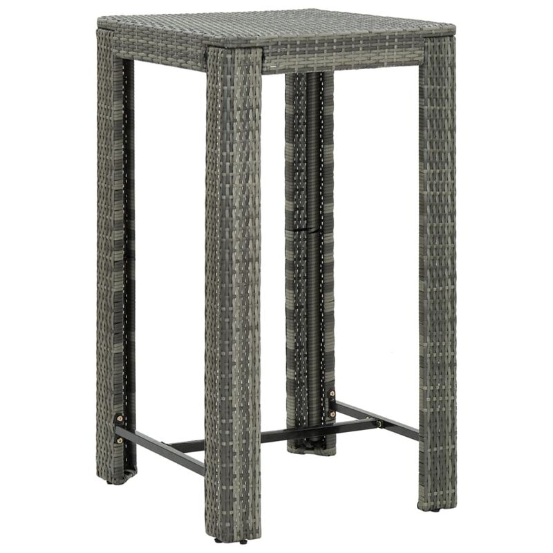vidaXL Garden Bar Table Gray 23.8"x23.8"x43.5" Poly Rattan