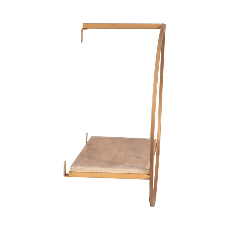 Metal & Wood Wall Shelves, Bronze Set