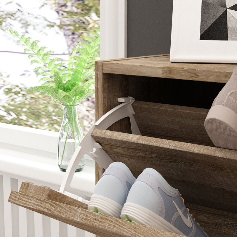 Brown Wooden Shoes Storage Cabinet, with 3 Drawers for Entryway Hallway, 42.3 in. H x 22.4 in. W