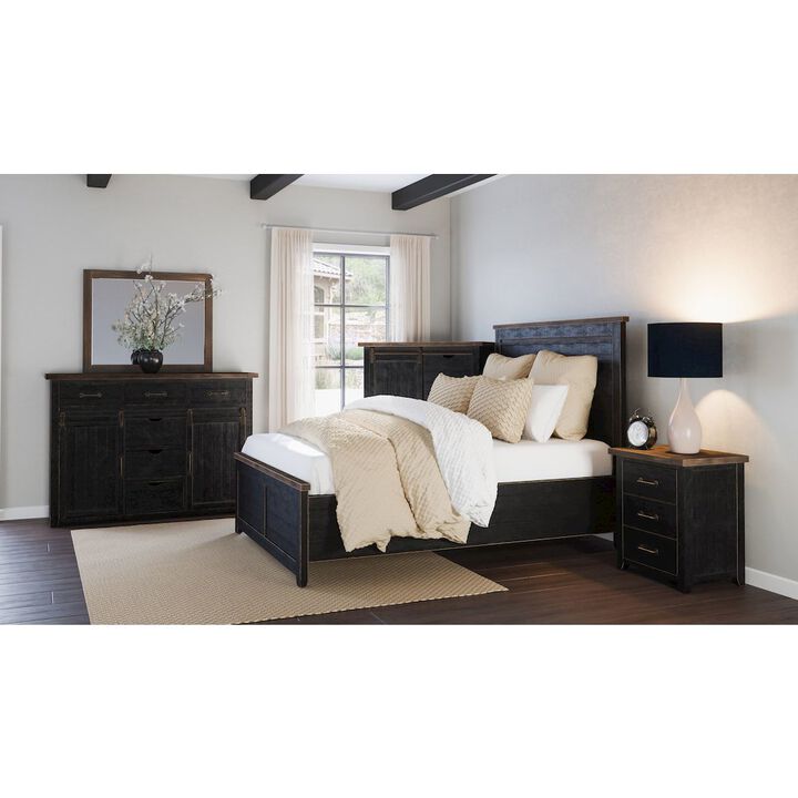 Jofran Madison County Rustic Reclaimed Pine Farmhouse King Panel Bed