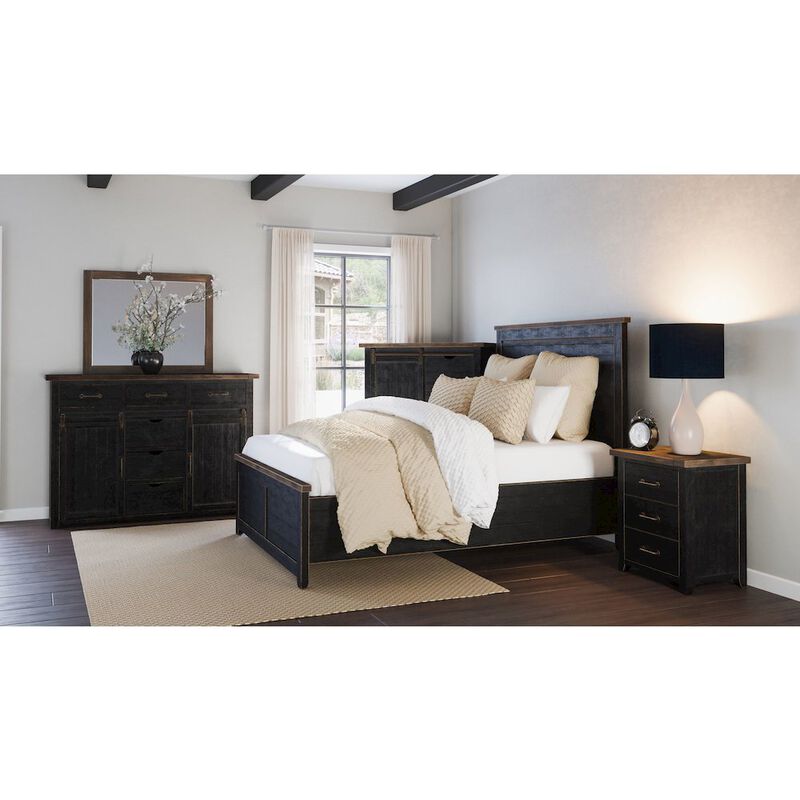 Jofran Madison County Rustic Reclaimed Pine Farmhouse King Panel Bed