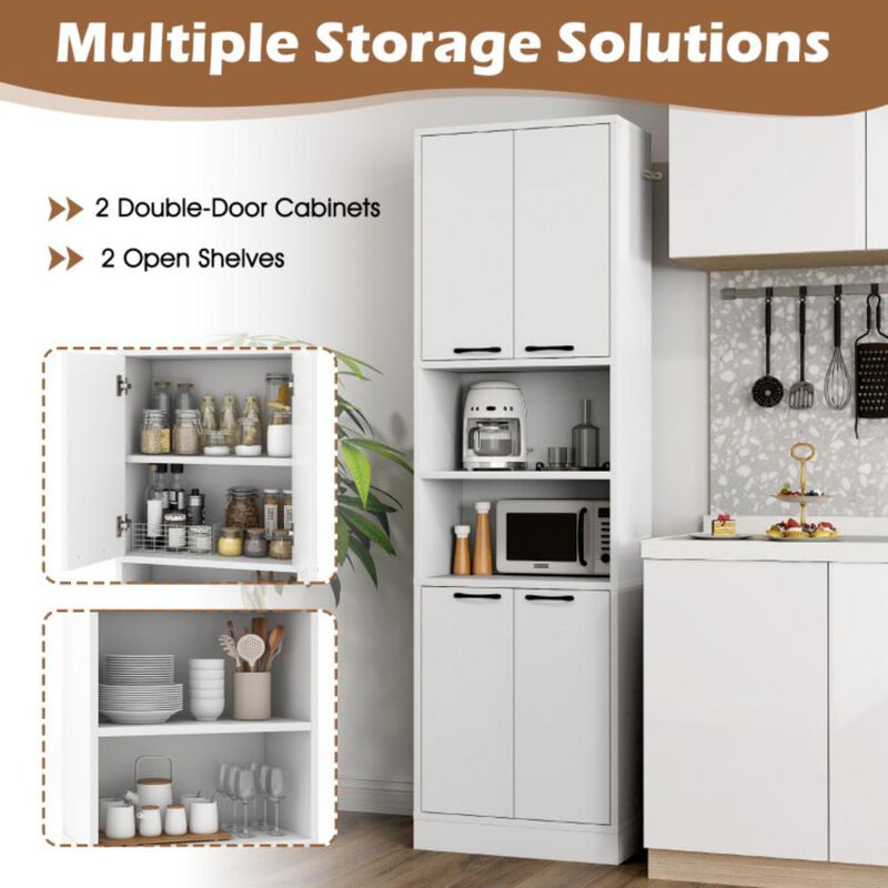 Hivvago 75 Inch Kitchen Pantry Cabinet Tall Cupboard with Doors and Shelves