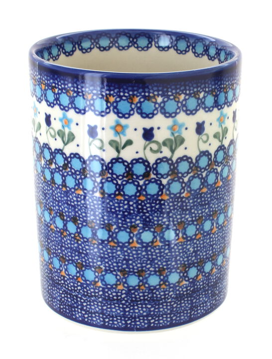 Blue Rose Polish Pottery Spring Blossom Utensil Jar