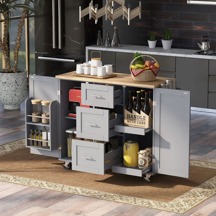 Streamdale Kitchen Island Cart with Storage and Spice Rack